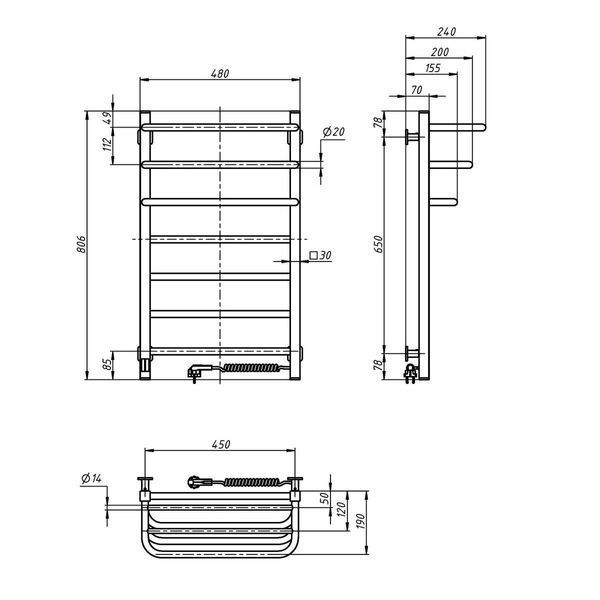 Электрическое полотенцесушитель ст.Fortis 480*800 R Sensor ( А0056744 ) А0056744 фото