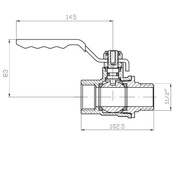 Кран кульовий ГШВ Koer Extreme KE.215-40 - 1 1/2" FM ручка "важіль" червона (KR5754) KR5754 фото