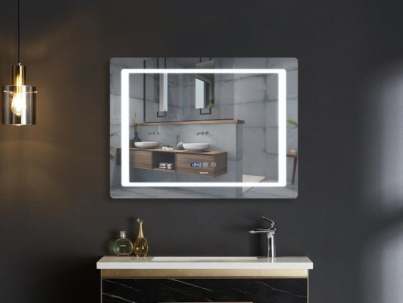 Дзеркало Mixxus STYLE MR03-90x70 з Led Touch, Anti-fog, димером, регулятором яскравості, годинником (MI6007) MI6007 фото