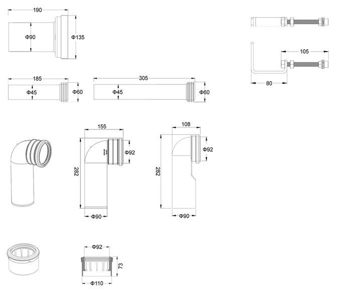 Комплект: Mixxus Premium Ellipse-SET-2101 (в 2 ящ) Унітаз система змиву Tornado 3.0+ Інсталяція Koer KT-0404 + панель KT-0604-03 White (MP6667) MP6667 фото