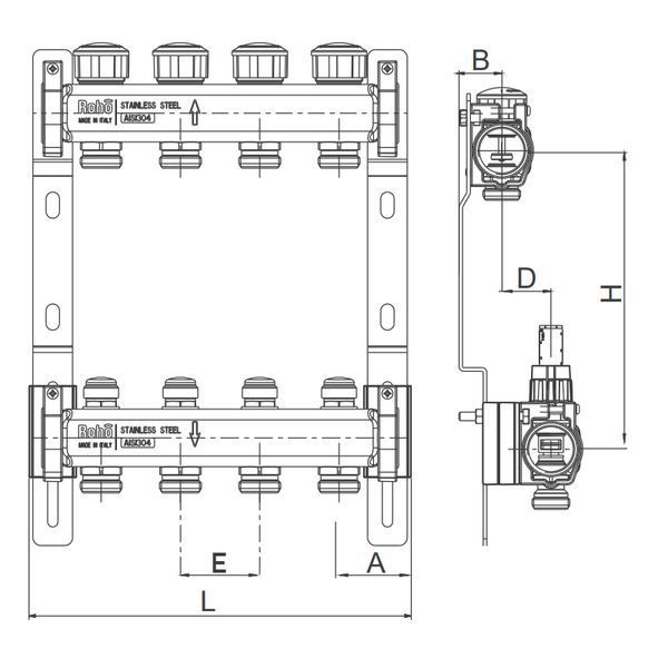 Колектор з термостатичними та запірними клапанами Roho R805-02 - 1"х 2 вих. (RO0056) RO0056 фото
