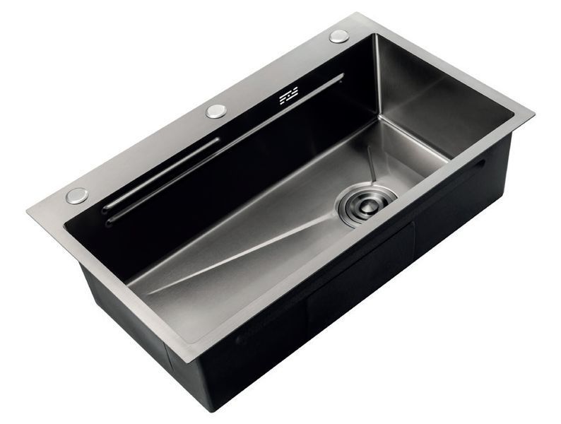 Мийка Zerix ZH6845-SET-05 NANO-BLACK (3.0/0.8) з нерж. сталі, комплект (графіт) (ZM5579) ZM5579 фото