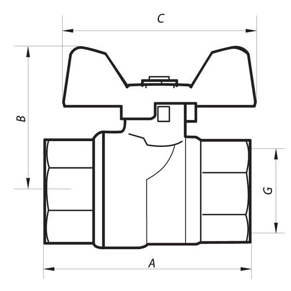 Кран кульовий Nolf NF.712 - 1" FF ГГМ YELLOW, ручка "метелик" жовта (NF2947) NF2947 фото