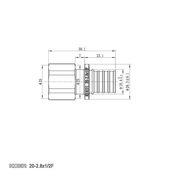 Перехідник з ВР Koer KA.A06F-20 - 20(2.8mm) x 1/2"F (KR4863) KR4863 фото