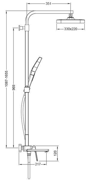 Душова колона зі змішувачем Koer KB-56031-05, 3 функції (KR5439) KR5439 фото