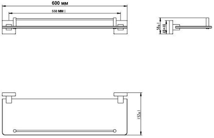 Полка PERLA SOLID стекло PSA5220 хром PSA5220 фото