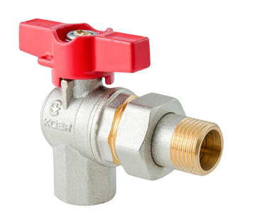 Кран з американкою кутовий Koer Extreme KE.228-15 - 1/2" ручка "метелик" червона (KR5763) KR5763 фото