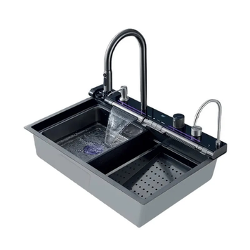 Мийка Zerix ZH7546-SET-04 DECOR Nano-Black з вбудованим змішувачем з нерж. сталі (ZM5578) ZM5578 фото