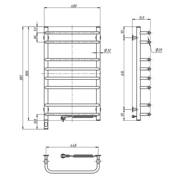 Электрическое полотенцесушитель ст. Симфония 480*800 R Sensor ( А0026805 ) А0026805 фото