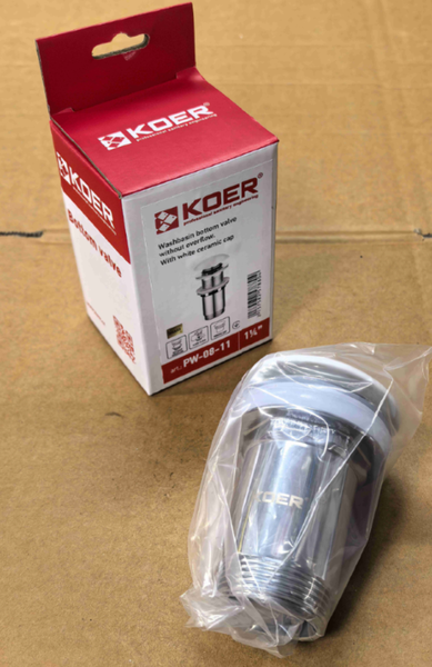 Донний клапан для раковини Koer PW-08-11 1 1/4'' без переливу автоматичний СLICK-СLACK (Біла керам.накл) (KR5788) KR5788 фото