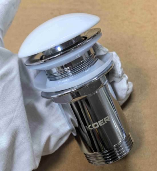 Донний клапан для раковини Koer PW-08-11 1 1/4'' без переливу автоматичний СLICK-СLACK (Біла керам.накл) (KR5788) KR5788 фото
