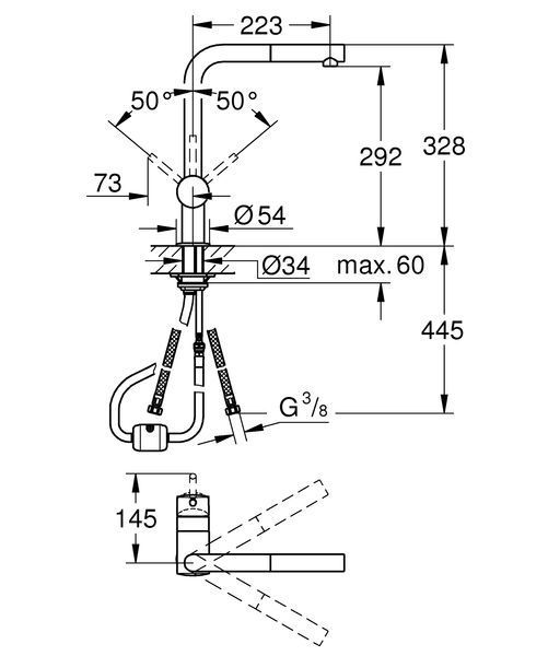 Змішувач для кухні з висувним виливом Grohe Minta (32168000) 32168000 фото