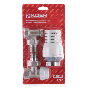 Комплект для підключення радіатора 1/2'' (кутовий) з термоголовкою Koer KR.1320 (KR2658) KR2658 фото