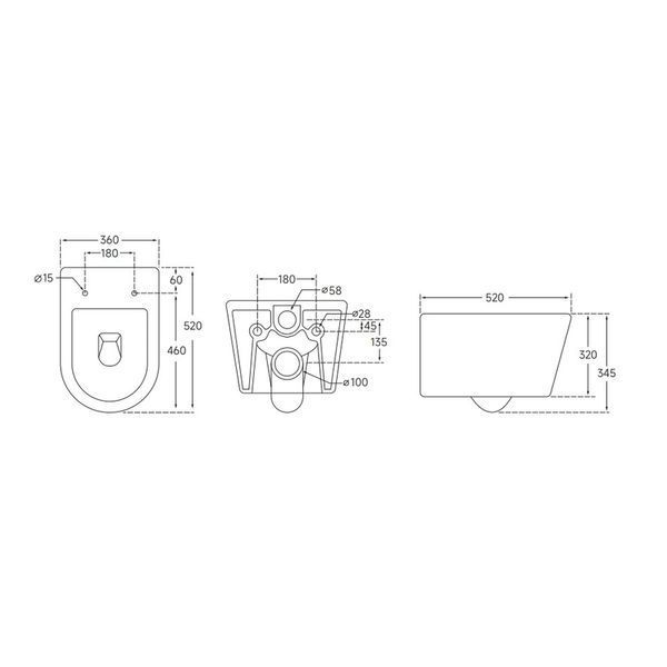 Унітаз підвісний Mixxus ELLIPSE-0306-R 520x360x365mm, система змиву RIMLESS (MI6708) MI6708 фото