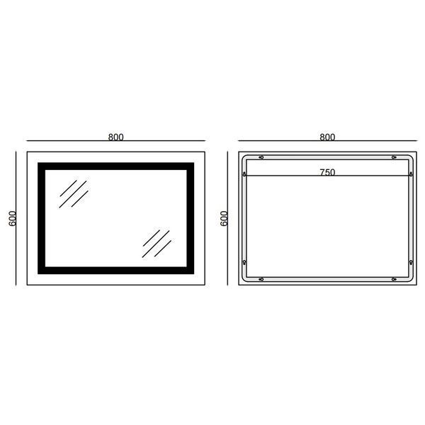 Дзеркало Mixxus WARM MR02-80x60-CASE з Led Touch, Anti-fog, димером, регулятором яскравості, годинником (MI6671) MI6671 фото