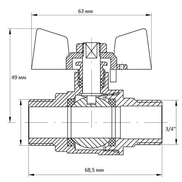 Кран кульовий Koer 3/4" ШШМ (KR.219) (KR0158) KR0158 фото