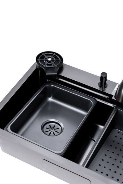 Кухонная мойка TWITER-2 7546 черная из нержавеющей стали 75*46*22 BLACK ( А0059849 ) А0059849 фото