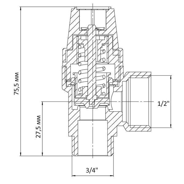 Клапан запобіжний ВЗ 1/2"х3/4" Koer KR.1261 (2.5 бар) (KR3106) KR3106 фото