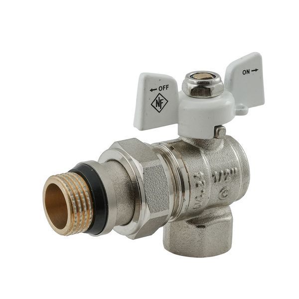 Кран кульовий з американкою Nolf classic NFC.983-06-1/2" FM ГШМ WHITE кутовий "антипротікання" (NF3162) NF3162 фото