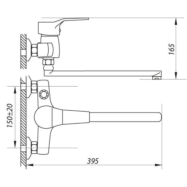 Змішувач для ванни ZERIX NEO 180 (ZX2894) ZX2894 фото