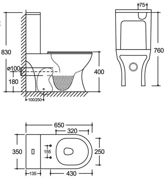 Унітаз-компакт Mixxus WAVE-0402-T3 650x350x830mm система змиву TORNADO 3.0 (MI7037) MI7037 фото