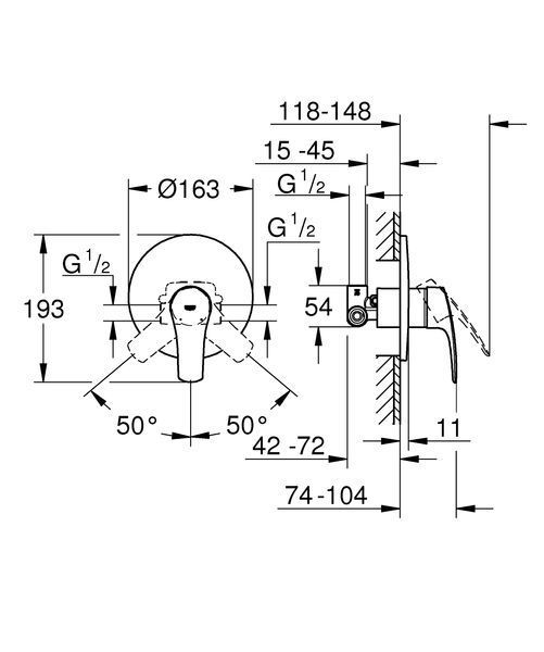 Набір для душу з верхнім душем Grohe Eurosmart UA33556003 (33556003+28576000+27541001) (UA33556003) UA33556003 фото
