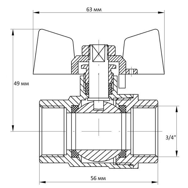 Кран кульовий Koer 3/4" ГГМ (KR.217) (KR0040) KR0040 фото
