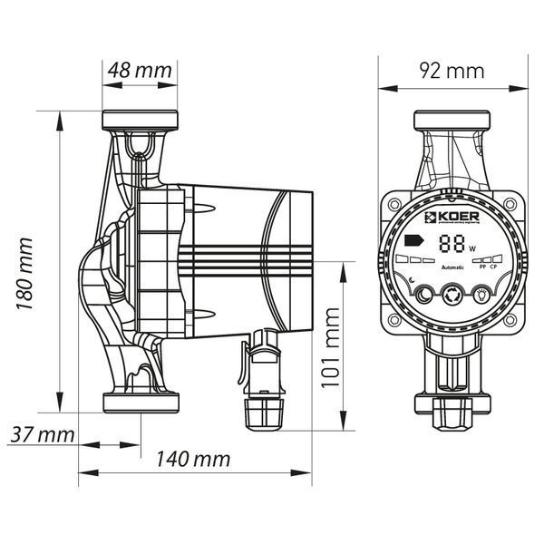Насос циркуляційний енергозб. Koer KP.N25 / 6-180 (KP0247) KP0247 фото