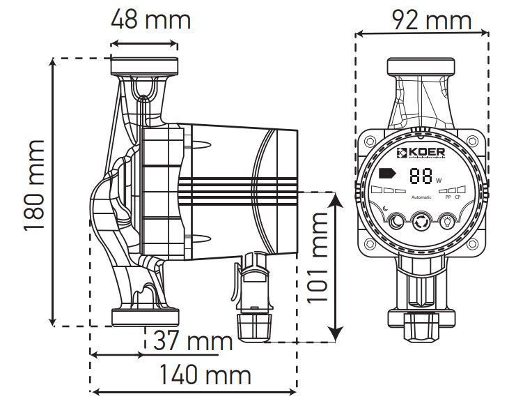 Насос циркуляційний енергозб. Koer KP.N25 / 6-180 (KP0247) KP0247 фото