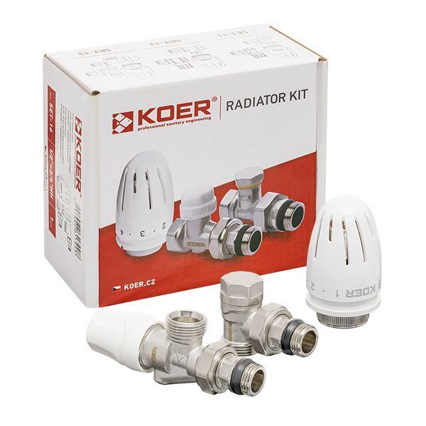 Комплект для підключення радіатора Koer SET-16 - 1/2"x3/4" (осьовий) з термоголовкою ЗЗ (KR3179) KR3179 фото